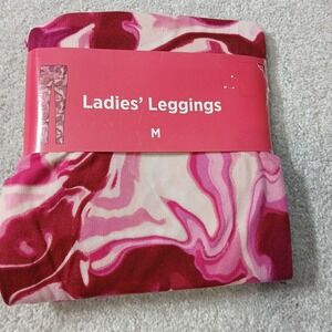 Womens Legging Size Medium Bobbie Brooks Red White Pink Swirl Design NWT